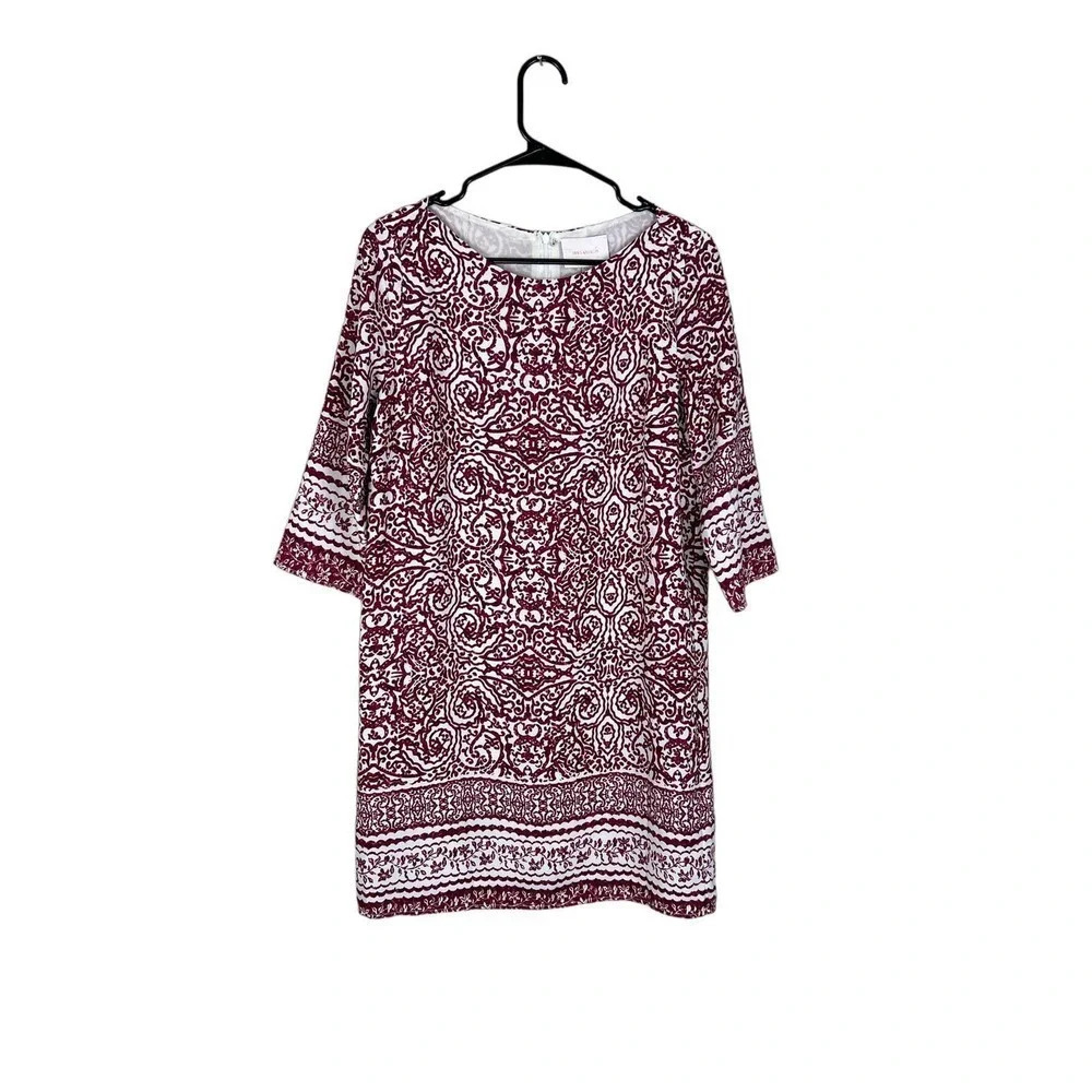 Skies Are Blue Paisley Red White Shift Dress Women’s Small